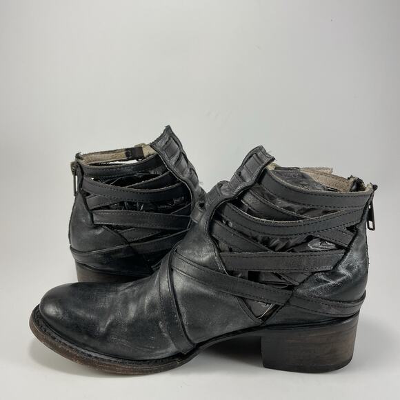 Freebird By Steven Stair Distressed Leather Womens Ankle Boots Size 6 Black - Picture 5 of 11